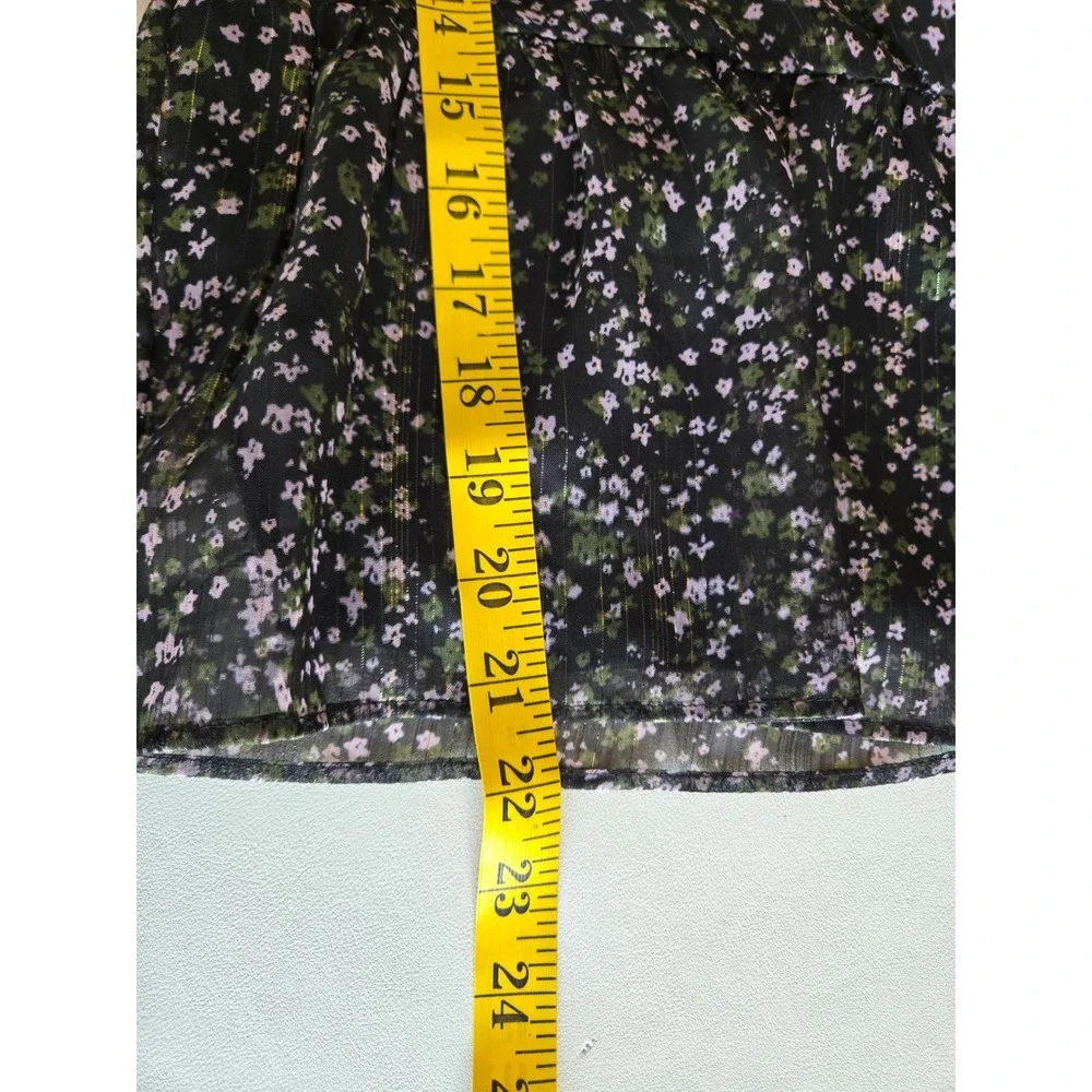 LOFT Black Pink Floral Chiffon Peplum Blouse Sz S Romantic Cottage Whimsigoth